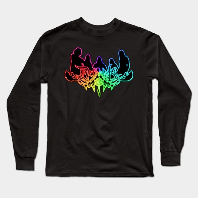 Rainbow Neon Sign Dethklok Logo Long Sleeve T-Shirt by gkillerb